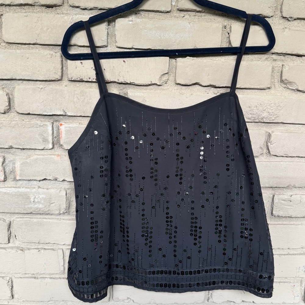 New York & Company Black Sequin Camisole